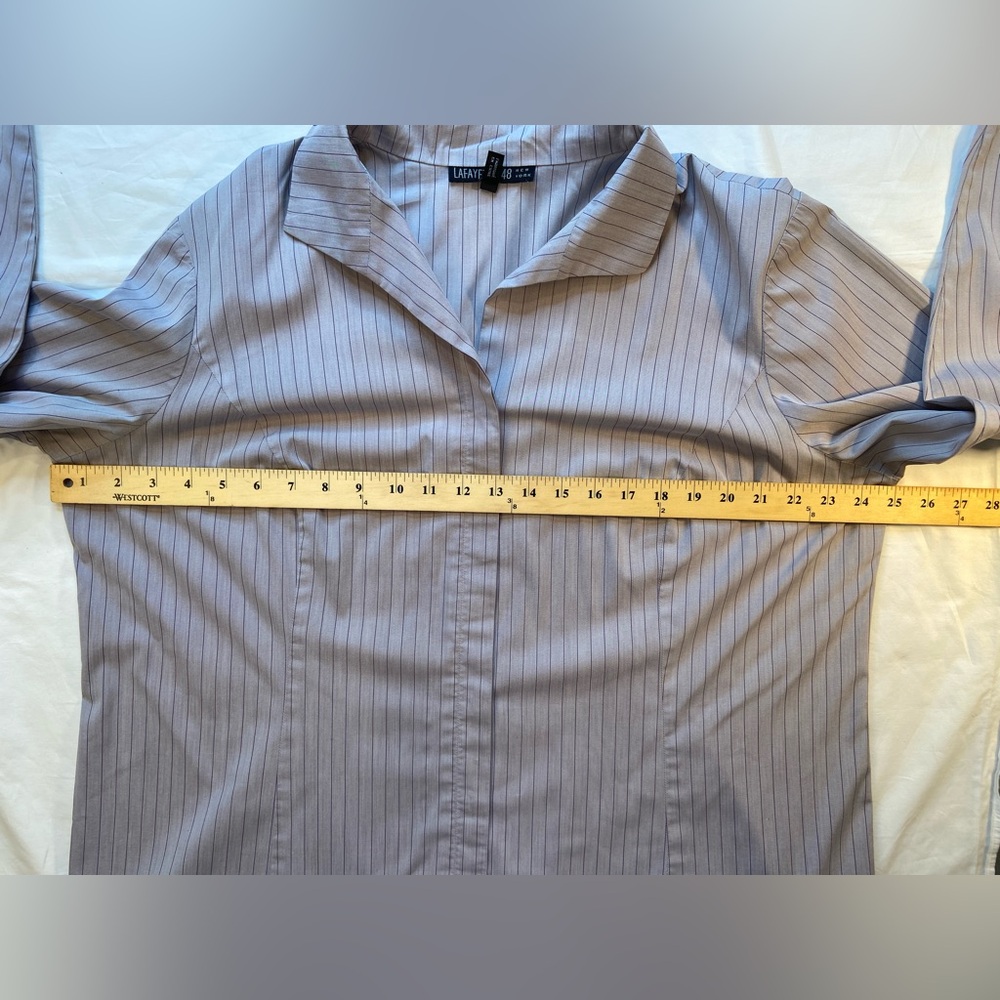 Lafayette 148 NY‎ women’s button down, pin stripe Tonal Purple top size 16 - Picture 12 of 12